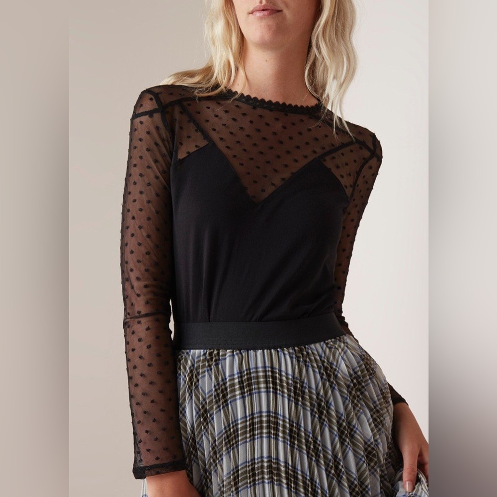 Maje Tribador Swiss-Dot Top size 3 Large
